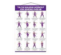 ZYNTAVA Tai Chi Walking Chart Wall Art, Tai Chi Guide Instructional Poster, Home Workout Canvas Wall Art for Seniors Woman Large Fitness Instruction Print (Purple)