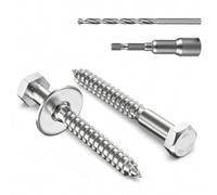 Zynthor 10Pcs M8 x 50mm Coach Screws, 304 Stainless Steel Hex Head Wood Screws with Washers, Magnetic Hex Socket and Drill Bit, Heavy Duty Lag Bolts for Timber, Decking, Fencing and Outdoor Fixing