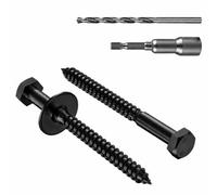 Zynthor 15Pcs M6 x 80mm Black Coach Screws, 304 Stainless Steel Hex Head Wood Screws with Washers, Magnetic Hex Socket and Drill Bit, Heavy Duty Lag Bolts for Timber, Decking and Fencing