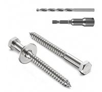 Zynthor 15Pcs M6 x 80mm Coach Screws, 304 Stainless Steel Hex Head Wood Screws with Washers, Magnetic Hex Socket and Drill Bit, Heavy Duty Lag Bolts for Timber, Decking, Fencing and Outdoor Fixing