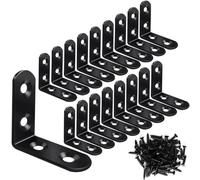 Zynthor 20Pcs L Bracket Corner Braces, 40 x 40mm Stainless Steel Corner Brackets, 90 Degree Right Angle Bracket, Metal L Brackets for Shelves Wood Furniture Cabinet Chair Drawer with a Pack of Screws