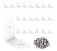 Zynthor 20PCS White Corner Brackets with Screws, 30 x 30mm L Shaped 90 Degree Angle Braces for Wood Furniture, Right Angle Brackets for Shelves, Cabinets, Chairs, Bookcases and Bed Frames