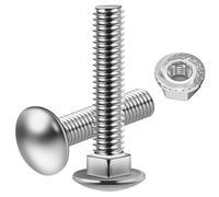 Zynthor 25Pcs M8 x 50mm Coach Bolts, Carriage Bolts with Flange Hexagon Nuts, Round Head Square Neck, Carbon Steel Zinc Plated