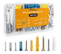 Zynthor 350Pcs Screws and Wall Plugs Set, Wall Plugs and Screws, Raw Plug Assorted and Plasterboard Screw, Plasterboard Fixings for Brick Concrete Drywall