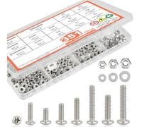 Zynthor 351Pcs M3 M4 M5 Machine Screws with Nuts and Washers Assortment | 304 Stainless Steel Phillips Screw, Fully Threaded Screw for DIY, Furniture, Electronics, Machinery