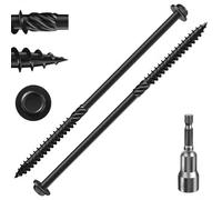 Zynthor 50Pcs 6.7 x 150mm Wood Screws, Black Carbon Steel Hex Washer Head Coach Screws with Driver Bit, Timber and Sleeper Screws for Decking, Fencing, Pergolas and Timber Frames