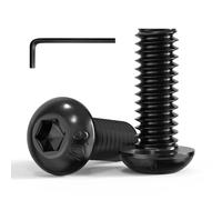 Zynthor 50Pcs M4 Bolts, M4 x 16mm Button Head Socket Cap Bolts Screws, Allen Hex Drive, Carbon Steel, Black Oxide, with Hex Spanner