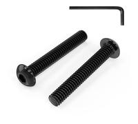 Zynthor 50Pcs M4 Bolts, M4 x 25mm Button Head Socket Cap Bolts Screws, Allen Hex Drive, Carbon Steel, Black Oxide, with Hex Spanner