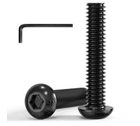 Zynthor 50Pcs M4 Bolts, M4 x 30mm Button Head Socket Cap Bolts Screws, Allen Hex Drive, Carbon Steel, Black Oxide, with Hex Spanner