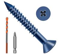 Zynthor 6.5 x 57mm Concrete Screws, 50 Pcs Blue Flat Head Concrete Screws Anchor Kit with Drill Bit and Screwdriver Bit, for Masonry, Cement, Block, Brick or Stucco