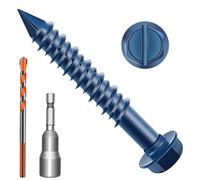 Zynthor 6.5 x 57mm Concrete Screws, 50 Pcs Blue Hex Washer Head Concrete Screws Anchor Kit with Drill Bit and Hex Bit Socket, for Masonry, Cement, Block, Brick or Stucco