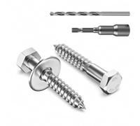 Zynthor 8Pcs M10 x 40mm Coach Screws, 304 Stainless Steel Hex Head Wood Screws with Washers, Magnetic Hex Socket and Drill Bit, Heavy Duty Lag Bolts for Timber, Decking, Fencing and Outdoor Fixing