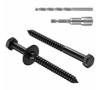 Zynthor 8Pcs M8 x 100mm Black Coach Screws, 304 Stainless Steel Hex Head Wood Screws with Washers, Magnetic Hex Socket and Drill Bit, Heavy Duty Lag Bolts for Timber, Decking and Fencing