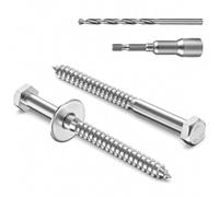 Zynthor 8Pcs M8 x 100mm Coach Screws, 304 Stainless Steel Hex Head Wood Screws with Washers, Magnetic Hex Socket and Drill Bit, Heavy Duty Lag Bolts for Timber, Decking, Fencing and Outdoor Fixing