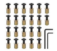 Zynthor M8 Furniture Bolts and Threaded Insert Nuts Set, 20PCS M8 x 25mm Black 304 Stainless Steel Hex Socket Bolts and 20PCS M8 x 20mm Zinc Plated Carbon Steel Insert Nuts whit 2PCS Hex Spanner