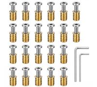 Zynthor M8 Furniture Fixing Connector Set, 20PCS M8 x 16mm Hex Socket Bolts with 20PCS M8 x 15mm Threaded Insert Nuts and 2 Allen Keys for Bed Frames, Chairs, Tables and Cabinets