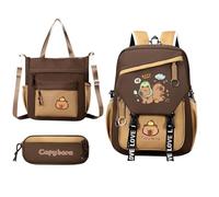 Zyntora Capybara Backpack,Capybara Backpack Pencil Bag Set | Cartoon Shoulder Bag Pencil Case for Daily School Students Travel Children Toddler Holiday Girls