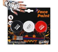 Zyntora Halloween Body Paint, Water-Soluble Halloween Makeup Kit, 3 Colors Water-soluble Face Painting Kit, for Goth Party Sports Event Kids Women Clown Vampire Witch