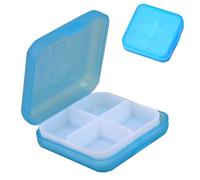 Zyntora Mini Pill Organizer | Daily Pill Box Organizer - Travel, Medicine Box, Portable Four-Compartment Clear Close Container for Pocket, Purse