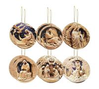 Zyntora Nativity Ornaments, Wood Christmas Decoration | Hangable Jesus Decor for Tree Church Rearview Mirror School Living Room Car Wall Bedroom Home Window Easter
