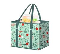 Zyntora Reusable Bags for Groceries - Water Resistant Shopping Bags with Handle,Heavy Duty Storage Pouch with Box Shape To Stand Up for Beach Days Picnics Family Trips Camping