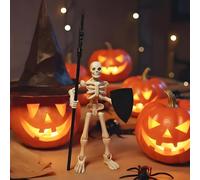 Zyntora Skeleton Toy, Action Skeleton Figurines with Multiple Accessories, Movable Joints Realistic Horror Statue Role-Playing Ornament for Christmas Halloween Shelves Desks