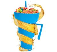 Zyntora Snack Drink Cup - Reusable Food Bowl Drink Cup Combo - Spill-Proof Beverage Holder Food Container for Travel Picnic Kids Beach Camping Movie Night Adults Outdoor
