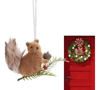 Zyntora Squirrel Ornament - Plush Squirrel Wall Pendant,Pine Cone Branches Animal Ornament for Window Home Ceiling Fireplace Outdoor Christmas Tree Desk Bookshelf Wall