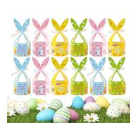 Zyntora Treat Boxes - Bunny Easter Candy Boxes with Ribbon,Bunny Ears Container for Easter Pastry Dessert Cookie Cake Candy Spring Party Holiday Classroom