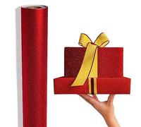 ZYOOO 1 Roll 43cm X 10m Shiny Red Birthday Wrapping Paper Roll with Double-sided Sticky Dots for Women,Mother,Christmas,Valentine's Day