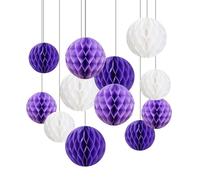 ZYOOO 12pcs Paper Honeycomb Balls,15/25cm Tissue Paper Hanging Balls for Birthday,Wedding,Engagement,Holidays,Mermaid Party Decorations(Purple Set)