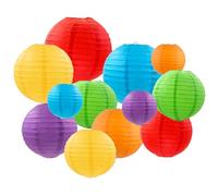 ZYOOO 12pcs Paper Lanterns,15/20/25cm Round Hanging Paper Lanterns Decoration for Wedding,Graduation,Anniversary,Carnival,Birthday Party,Home,Garden Decoration(Rainbow)