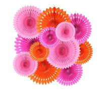 ZYOOO Hanging Paper Fans Party Decorations,12 Pcs Pink Orange Honeycomb Round Fans,Ceiling Decor for Birthday,Wedding,Graduations,Autumn Tea Party Backdrop