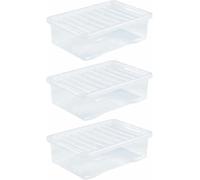 Zyora 32L Clear Plastic Storage Boxes with Lids - 32 Litre Under Bed Stackable Containers for Living Room, Bedroom, Garage, Kitchen - Home Storage Solutions - 60 x 40 x 18cm