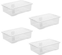 Zyora 32L Clear Plastic Storage Boxes with Lids - 32 Litre Under Bed Stackable Containers for Living Room, Bedroom, Garage, Kitchen - Home Storage Solutions - 60 x 40 x 18cm