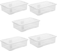 Zyora 32L Clear Plastic Storage Boxes with Lids - 32 Litre Under Bed Stackable Containers for Living Room, Bedroom, Garage, Kitchen - Home Storage Solutions - 60 x 40 x 18cm