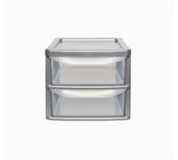 ZYORA A4 Small Plastic Storage Drawers Unit, Compact Vertical Organizer with Drawers, Durable Plastic Drawers Storage and Organization for Home, Office, Crafts & Household Use (Silver/Clear, 2-Tier)