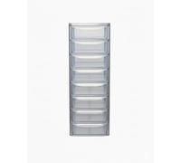 ZYORA A4 Small Plastic Storage Drawers Unit, Compact Vertical Organizer with Drawers, Durable Plastic Drawers Storage and Organization for Home, Office, Crafts & Household Use (Silver/Clear, 8-Tier)