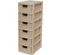 Zyora Mini Plastic Storage Drawers - 6-Drawer Unit, Small Drawer Tower for Home, Kitchen, Craft, Office & Desktop Storage - Modular Stationery Organizer (Rattan Mushroom, 6 Drawers)