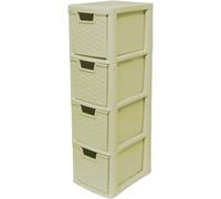 Zyora Mini Plastic Storage Drawers - 6-Drawer Unit, Small Drawer Tower for Home, Kitchen, Craft, Office & Desktop Storage - Modular Stationery Organizer (Cream, 4 Drawers)