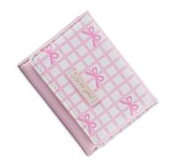ZYOUQI Modern Short PU Wallet Striped Design Bows Embellishment Practical PU Leather Card Holder Coin Purse for Daily Use Short Wallet, A, Mass Beauty