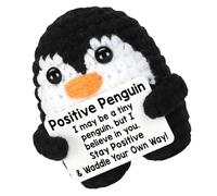 ZYOUQI Premium Yarn Handcrafted Penguins Doll Ornament Soft Including Card Ideal Present for Partner Family on Various Event Heartwarming Penguins Doll Knitted Gift