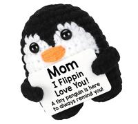 ZYOUQI Premium Yarn Handcrafted Penguins Doll Ornament Soft Including Card Ideal Present for Partner Family on Various Event Heartwarming Penguins Doll Knitted Gift