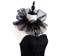 ZYOUQI Tie Collar Cosplay Ruffled Elizabethan Wrist Cuffs Medieval Cosplay Drama Play Decorative Shirt Dress Collar Neck Ruff