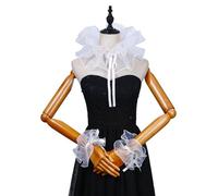 ZYOUQI Tie Collar Cosplay Ruffled Elizabethan Wrist Cuffs Medieval Cosplay Drama Play Decorative Shirt Dress Collar Neck Ruff