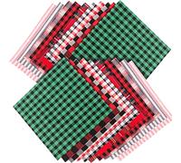 ZYP 20 Pcs Christmas Cotton Fabric Squares, 10 x 10 Inch Plaid Buffalo Check Precut Scraps for DIY Craft Sewing Quilting