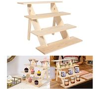 ZYP 4-Tier Wooden Display Stand Cupcake Stands Tool Free Rustic Risers Table Display Stand for Vendors Home Wedding Party