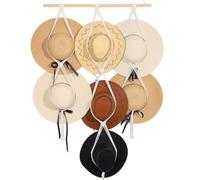 ZYP 7 Hats Style Macrame Hat Hangers Hat Rack for Wall,Women Decor Hat Holder,Bobo Hanging Hat Organizer Storage,Hat Display for Wide Brim Hats Cowboy Hat Bowler Fedora Hats Beach Sun Hat
