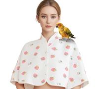 ZYPHOLIE Reusable Parrot Diaper & Shoulder Protector - Poop Catcher Cloak for Cockatiels, Conures, Parakeets, Lovebirds, Small Macaws - Parrot Toys (White - Strawberry Pattern, Large)