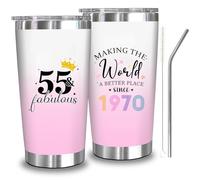 Zyphoria 55th 1970 Birthday Gifts for Women, 55 Year Old Birthday Cups Gifts for Her, Cool 55th Git Decorations for womenTurning 55,55 and Fabulous 20 0Z Stainless Steel Tumbler